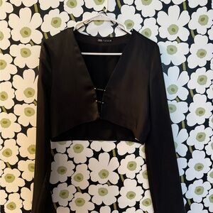 Zara Black Long Sleeve Crop Top